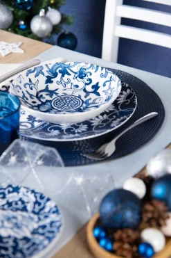 Bicchieri tumbler, con lavorazione, 6 pezzi, blu