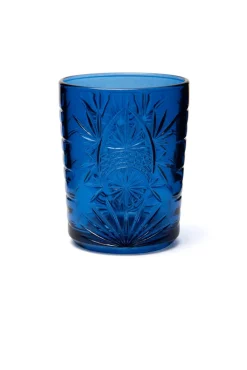 Bicchieri tumbler, con lavorazione, 6 pezzi, blu