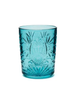 Bicchieri tumbler, con lavorazione, 6 pezzi, azzurro