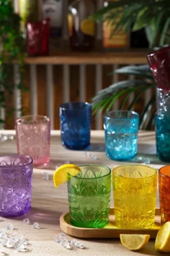 Bicchieri tumbler, con lavorazione, 6 pezzi, grigio