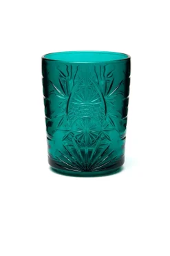 Bicchieri tumbler, con lavorazione, 6 pezzi, verde petrolio