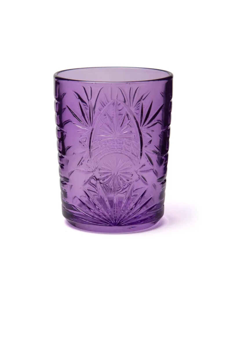 Bicchieri tumbler, con lavorazione, 6 pezzi, viola