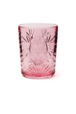 Bicchieri tumbler, con lavorazione, 6 pezzi, rosa