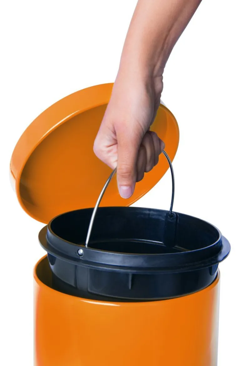 Bidoncino rifiuti a pedale, arancione, 5 litri