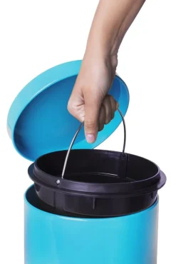 Bidoncino rifiuti a pedale, azzurro, 5 litri