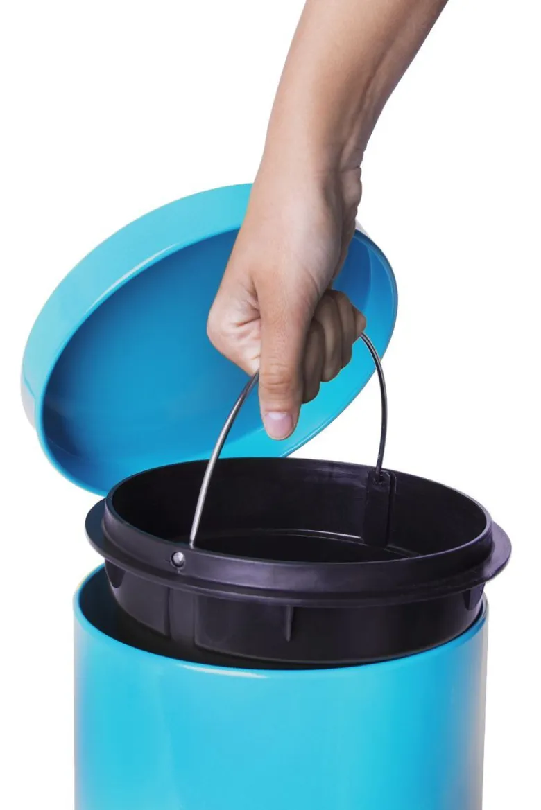 Bidoncino rifiuti a pedale, azzurro, 5 litri