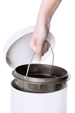 Bidoncino rifiuti a pedale, bianco, 5 litri