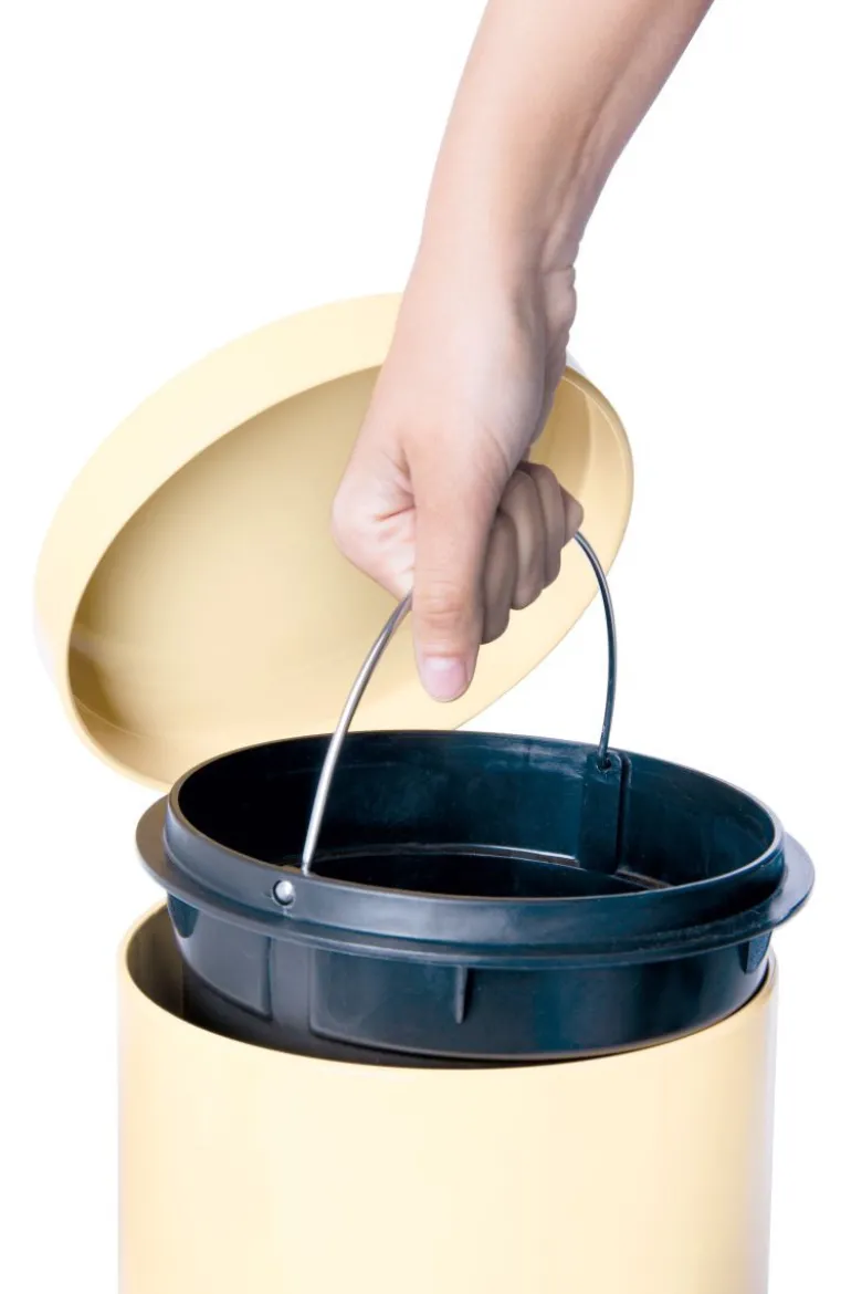 Bidoncino rifiuti a pedale, crema, 5 litri