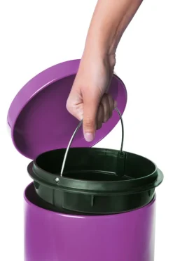 Bidoncino rifiuti a pedale, lilla, 5 litri