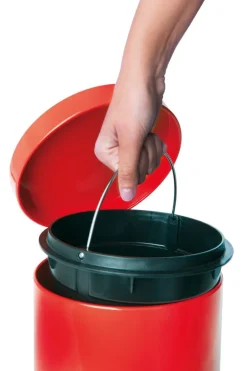 Bidoncino rifiuti a pedale, rosso, 5 litri