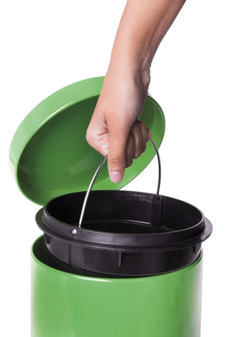 Bidoncino rifiuti a pedale, verde, 5 litri