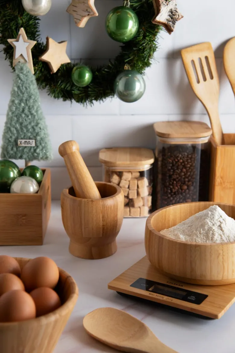 Bilancia da cucina, elettronica, bambù, 5 kg