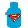 Borsa acqua calda, rivestita superman, 2 litri, azzurro