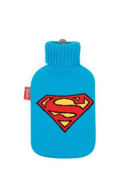 Borsa acqua calda, rivestita superman, 2 litri, azzurro