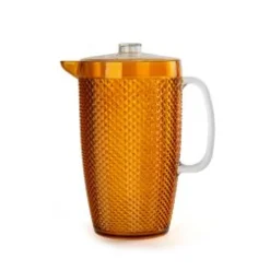 Brocca con coperchio, giallo, materiale plastico