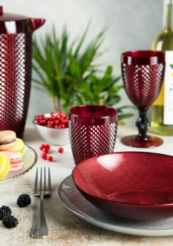 Brocca con coperchio, rosso, materiale plastico