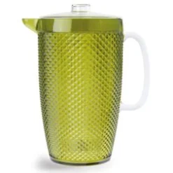 Brocca con coperchio, verde, materiale plastico