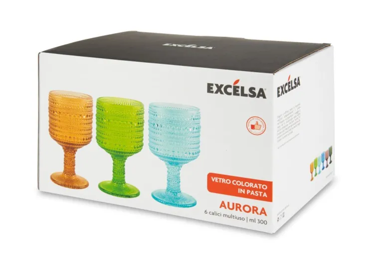 Calici, 6 pezzi, multicolore, vetro colorato in pasta,aurora