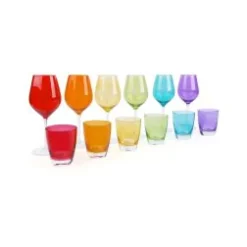 Calici vino e bicchieri acqua, 12 pezzi, multicolore
