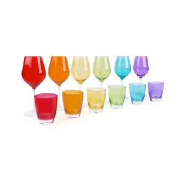 Calici vino e bicchieri acqua, 12 pezzi, multicolore