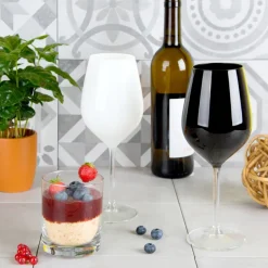 Calici vino e bicchieri, 8 pezzi, vetro, bianco e nero