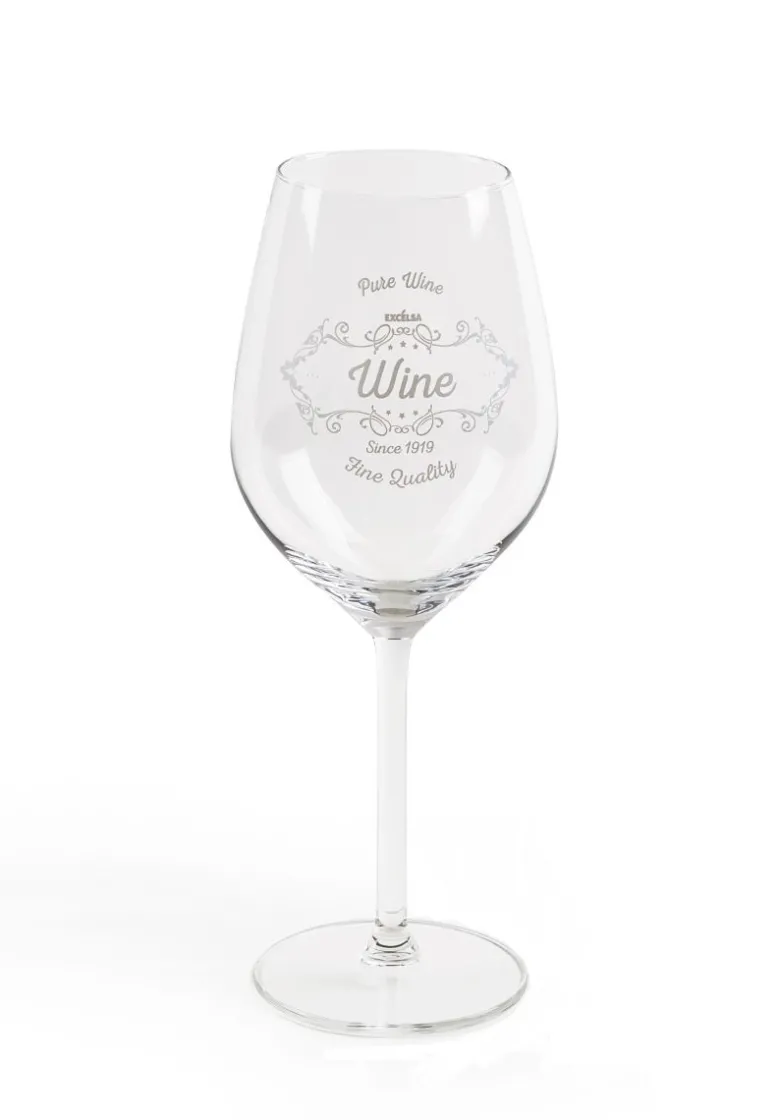 Calici vino, 6 pezzi, decoro shabby, vetro, trasparente