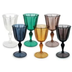 Calici vino, 6 pezzi, multicolore, plastica resistente, chic