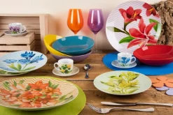 Calici vino, 6 pezzi, vetro, azzurro