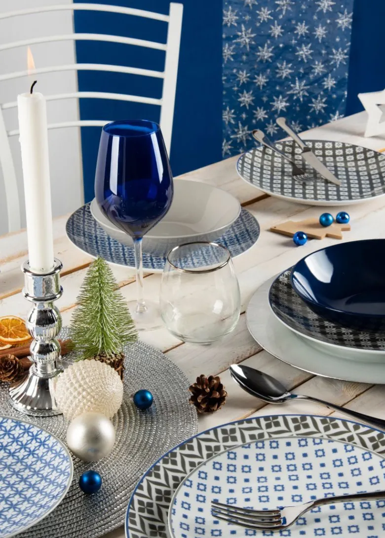 Calici vino, 6 pezzi, vetro, blu