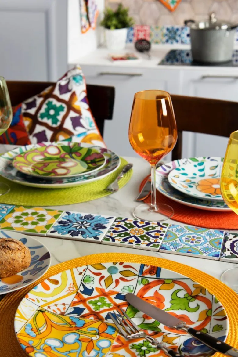 Calici vino, 6 pezzi, vetro, giallo