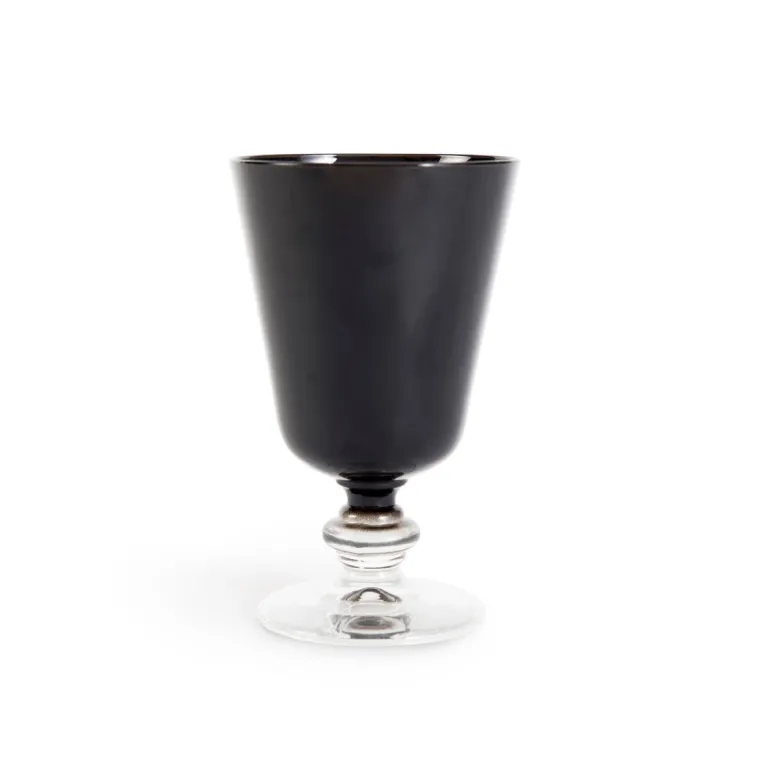 Calici vino, 6 pezzi, vetro, nero