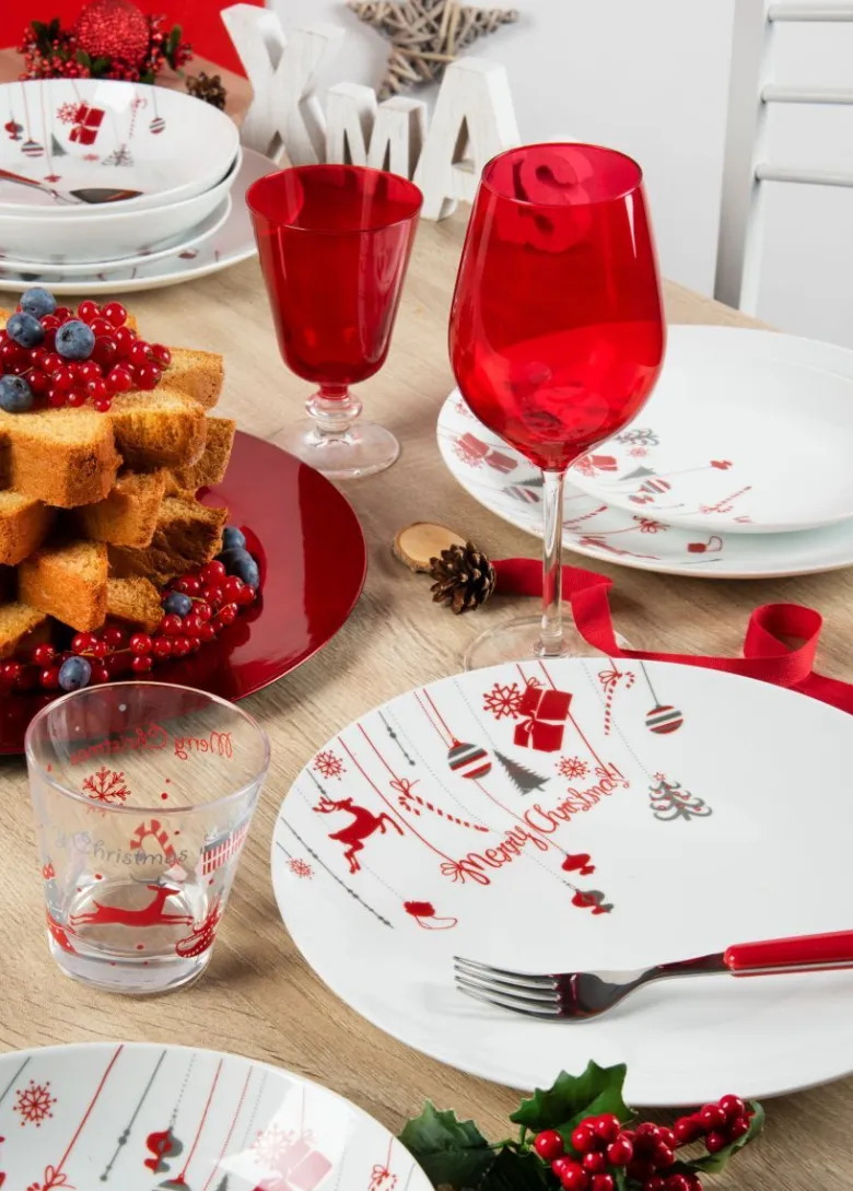 Calici vino, 6 pezzi, vetro, rosso