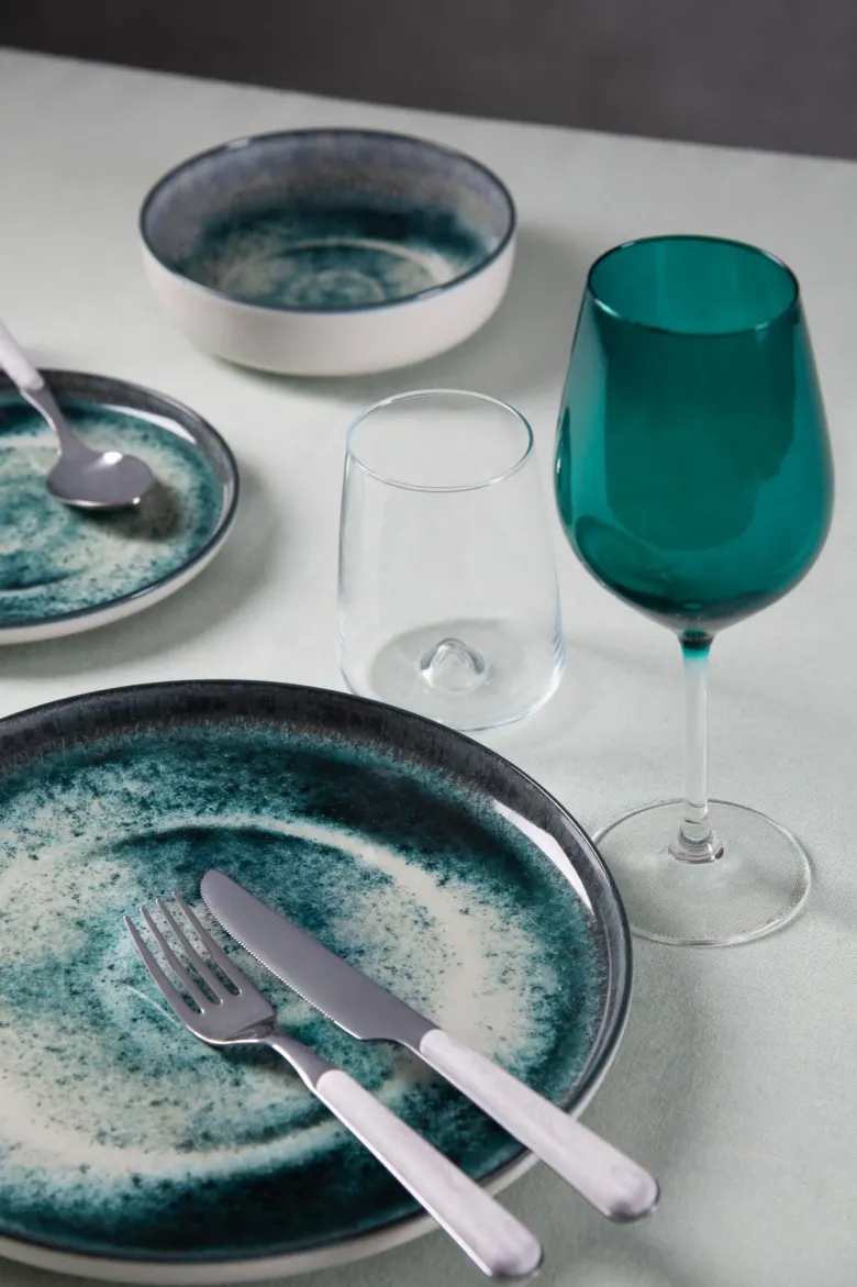 Calici vino, 6 pezzi, vetro, verde