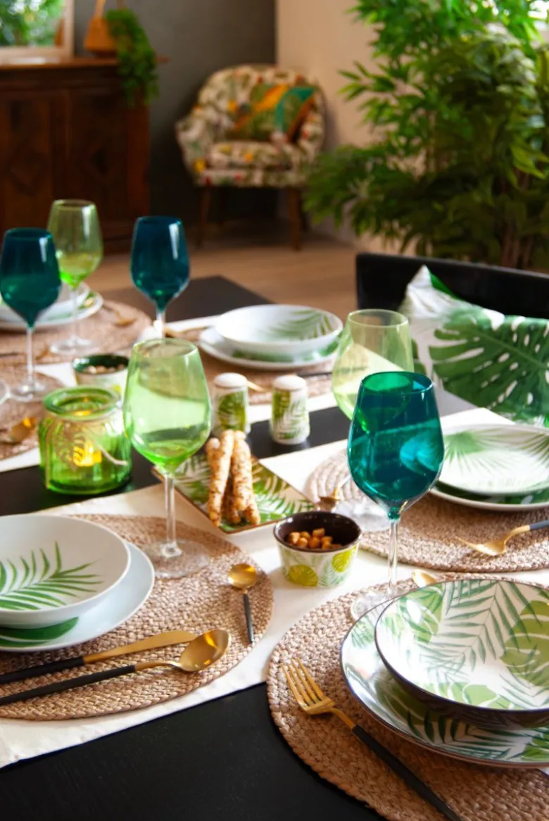 Calici vino, 6 pezzi, vetro, verde