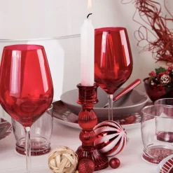 Candeliere, classico, vetro bordeaux, medio