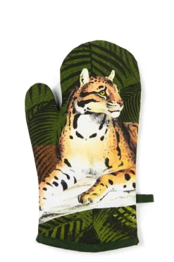 Canovaccio, presina e guanto forno, 100% cotone, leopardo