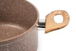 Casseruola, 1 pezzo, 20 cm, effetto legno e pietra