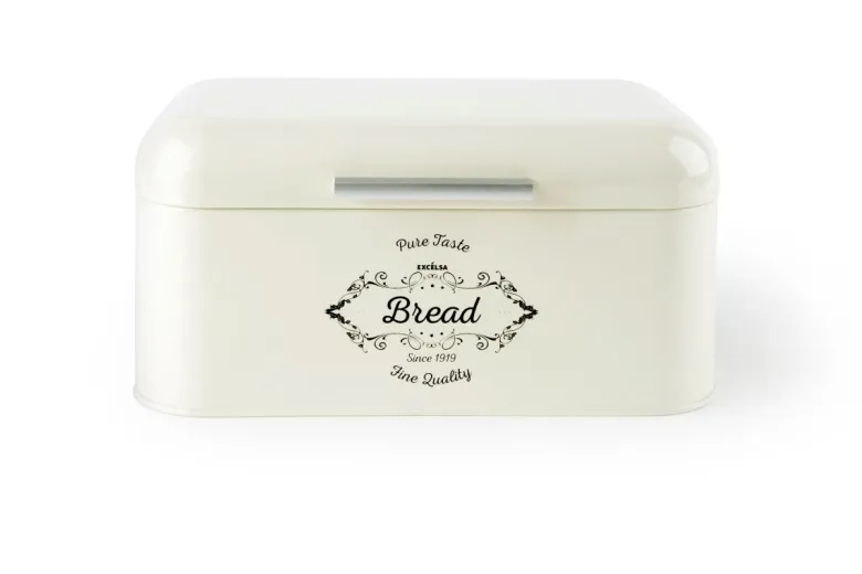 Contenitore porta pane, metallo, bianco, 30x20x15 cm