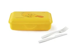 Contenitore portapranzo con posate, titti, giallo