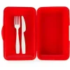 Contenitore portapranzo con posate, stile siciliano, rosso