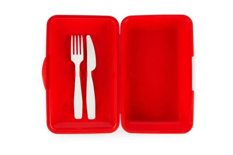 Contenitore portapranzo con posate, stile siciliano, rosso