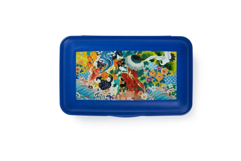Contenitore portapranzo con posate, stile giapponese, blu