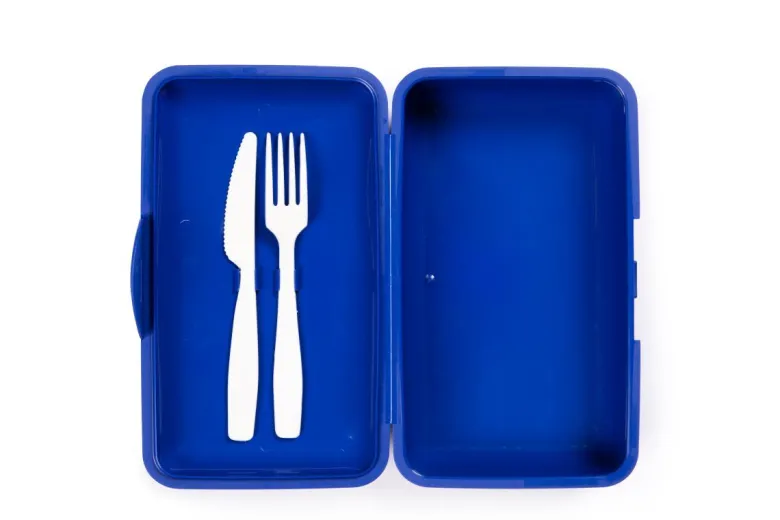Contenitore portapranzo con posate, stile giapponese, blu
