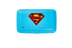 Contenitore portapranzo con posate, superman, azzurro