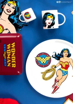 Contenitore portapranzo con posate, wonder woman, rosso