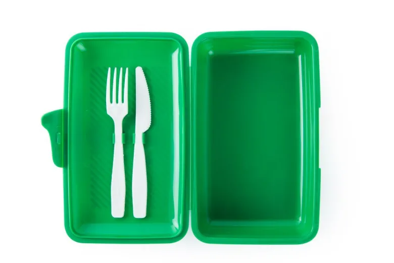 Contenitore portapranzo con posate, serpeverde, verde