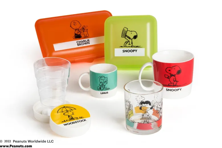 Contenitore portapranzo con posate, charlie brown, arancione