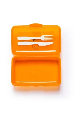 Contenitore portapranzo con posate, charlie brown, arancione