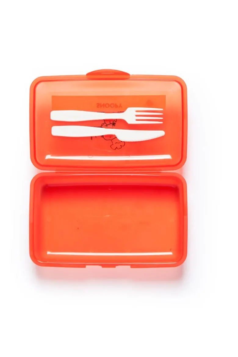 Contenitore portapranzo con posate, snoopy, rosso