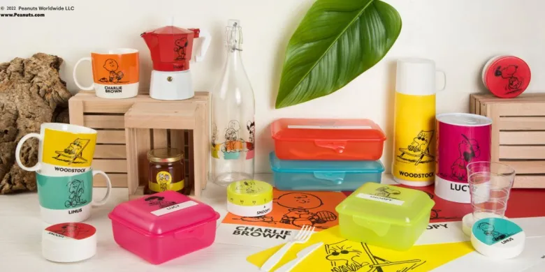 Contenitore portapranzo con posate, snoopy, rosso